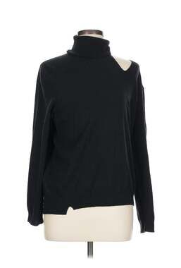 Arch 4 Baby Goat Cashmere Black Turtleneck Oyster Sweater Cut Out L